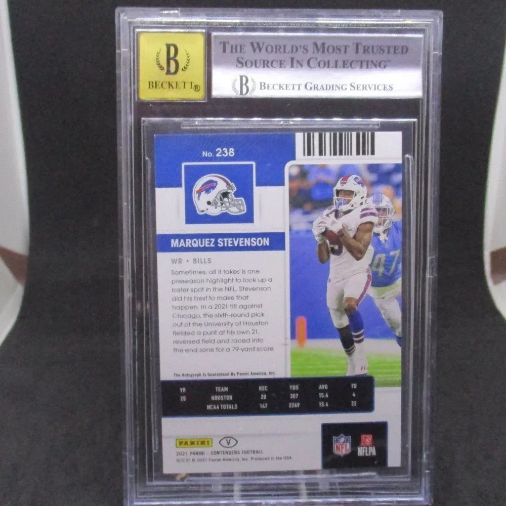2021 Contenders Rookie Ticket Variation Marquez Stevenson RC Auto SP BILLS BGS 9